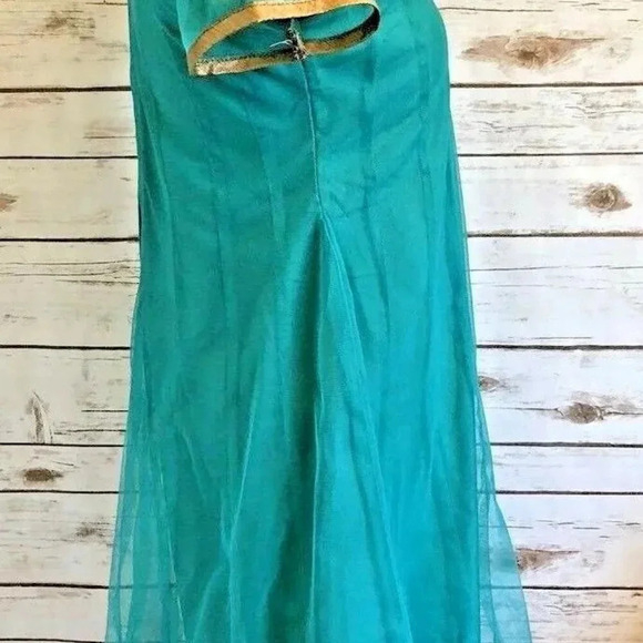 Women Short Sleeve Fully Lined Knee Length Beaded Traditional Green Dress Small - Picture 8 of 13